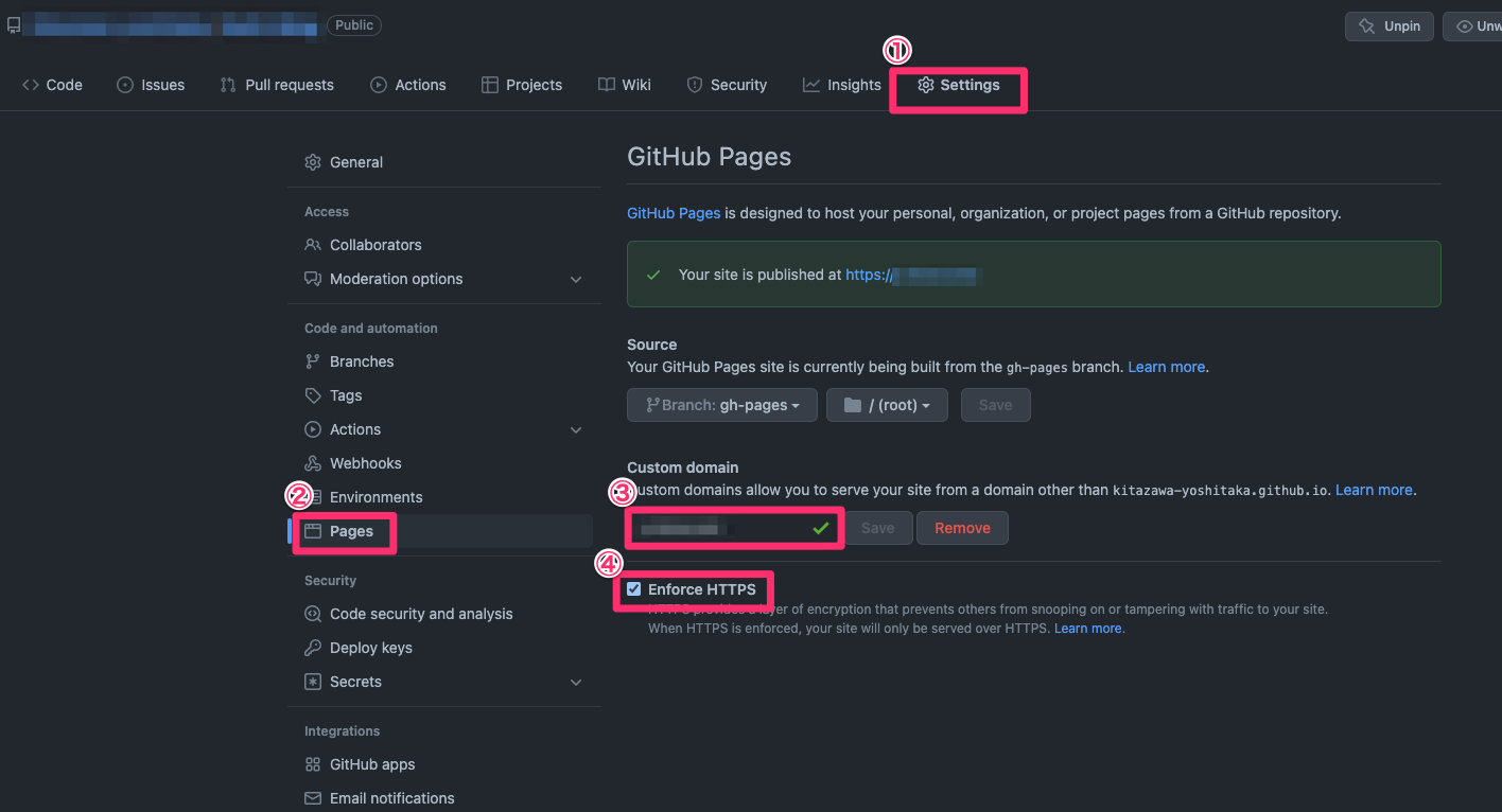 Xserver Domain で取得したドメインを使って GitHub Pages で